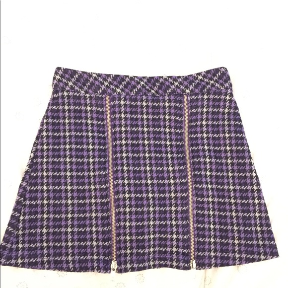 Purple checkers skirt with gold zippers - Picture 1 of 3